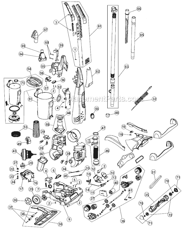 Page A Diagram and Parts List for M091900  Dirt Devil Upright Vacuum